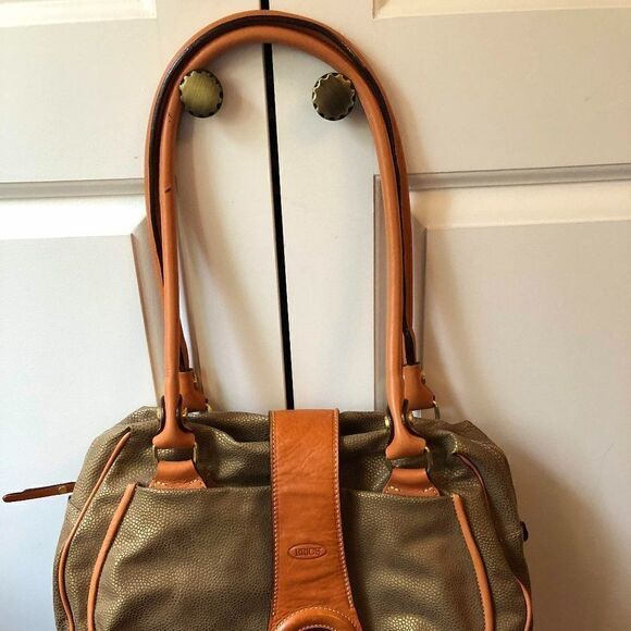 Brics Olive Green Micro Suede Shoulder Bag - Picture 3 of 12